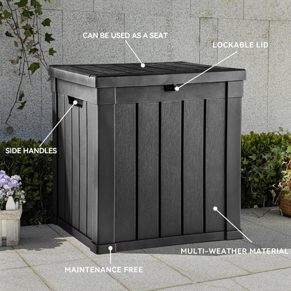 YITAHOME 31 Gallon Outdoor Storage Deck Box | Waterproof Resin Package Delivery and Storage Box with Lockable Lid for Patio Furniture Cushions, Pool Accessories, Garden