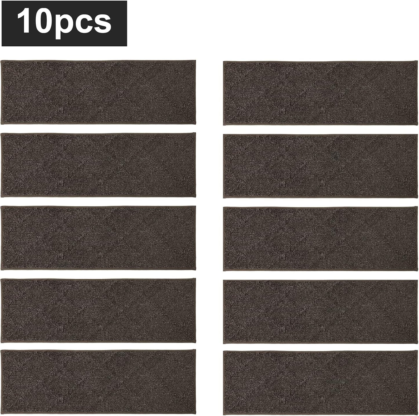 COSY HOMEER Edging Stair Treads Non-Slip Carpet Mat 28inX9in Indoor Stair Runners for Wooden Steps, Edging Stair Rugs for Kids and Dogs, 100% Polyester TPE Backing(4pc, Beige)