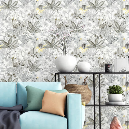 Wudnaye Boho Peel and Stick Wallpaper Catus Wallpaper 17.7" x 118.1"Vintage Floral Wallpapers Peel and Stick Botanical Removable Wall Paper Boho Self Adhesive Contact Paper for Bathroom Cabinets