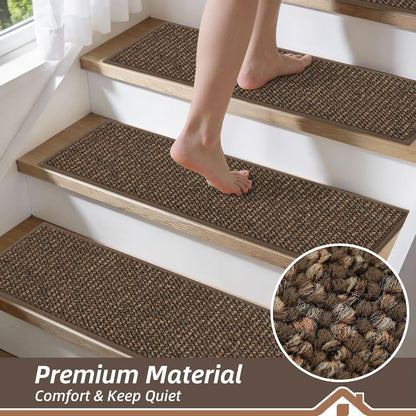 BEQHAUSE Stair Treads for Wooden Steps 28inX9in, Carpet Stair Treads Non Slip Indoor, Machine Washable Stair Runners for Kids Elders and Pets, Carpet for Stair Rugs Mat, TPE Backing, 4pcs, Taupe