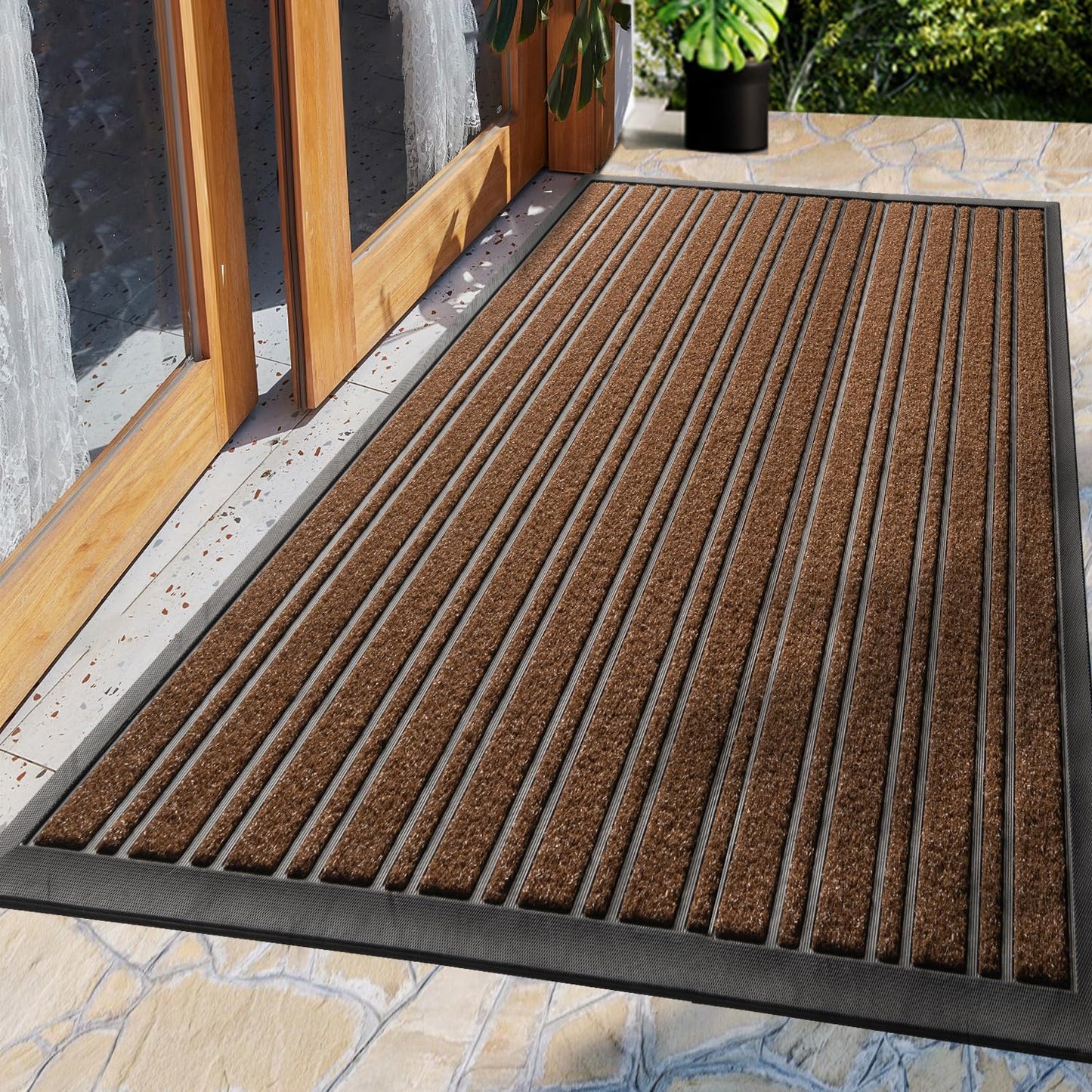 BEHERO Door Mat Outdoor Entrance, 30.5"x17" Extra Durable Front Door Mat Outside, Heavy Duty Welcome Mat for Outside Entry, Back Door Mats Non Slip, Waterproof All-Season Doormats, Yellow