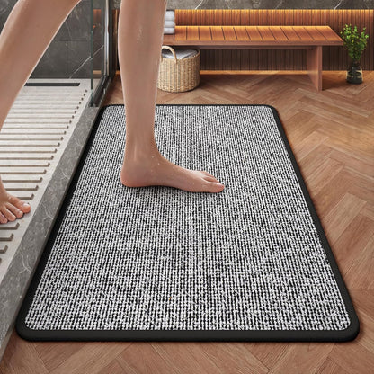 Non Slip Bath Mat with Rubber Backing, Absorbent Quick Dry Bath Rugs Washable, Thin Bathroom Rugs Fit Under Door for Bathroom Floor, Shower and Sink, 16"×24", Grey
