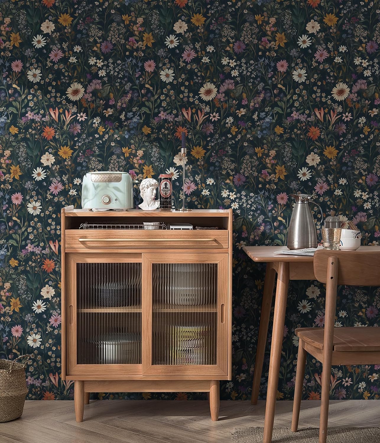 Safiyya Peel and Stick Wallpaper Vintage Floral Contact Paper 17.3" x 78.7" Wall Paper Renter Friendly Self Adhesive Removable Wallpaper for Bathroom Vinyl