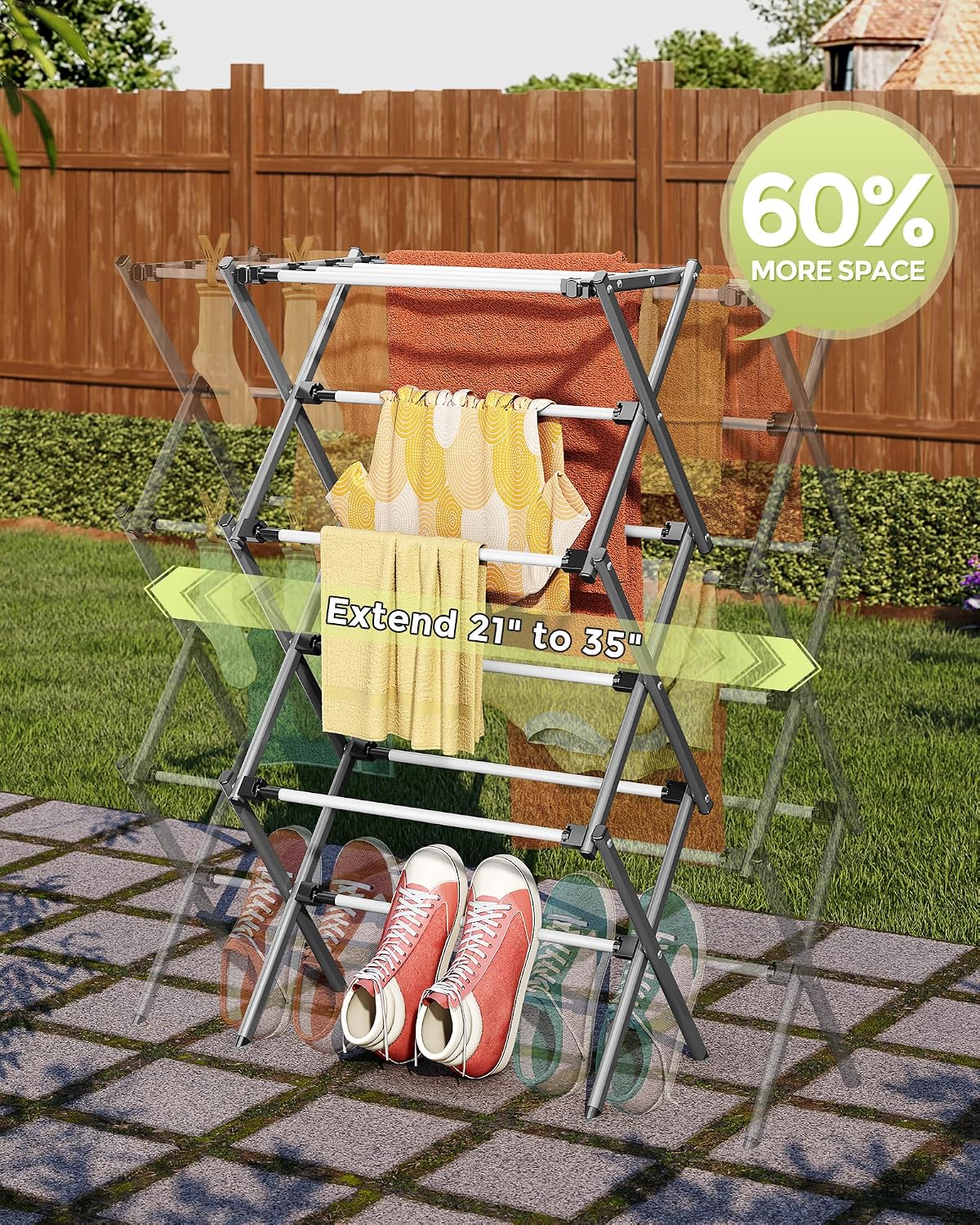 APEXCHASER Drying Rack Clothing - 3 Tier Metal Clothes Drying Rack Collapsible, Laundry Drying Rack Expandable, Small Clothe Airer for Baby Clothes Towel Bib Sock Indoor Outdoor Use(White)