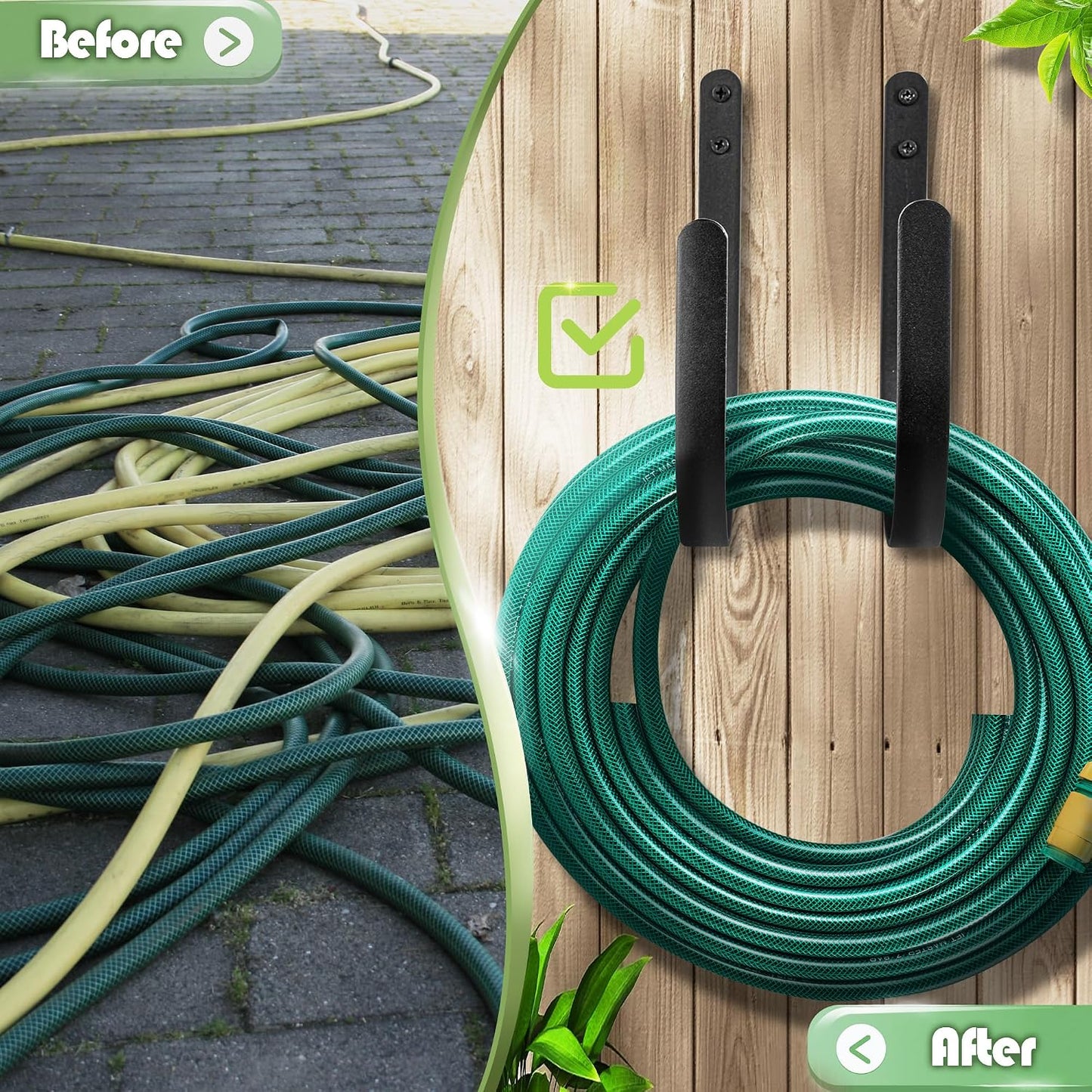 Lifyzoon 2Pack Heavy Duty Garden Hose Holder - Wall Mount Metal Hose Hanger | Rust-proof Water Hose Racks, 60 lbs Weight Capacity, Sturdy Outdoor Yard Organizer, Garage Tool & Backyard Storage