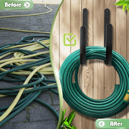 Lifyzoon 2Pack Heavy Duty Garden Hose Holder - Wall Mount Metal Hose Hanger | Rust-proof Water Hose Racks, 60 lbs Weight Capacity, Sturdy Outdoor Yard Organizer, Garage Tool & Backyard Storage