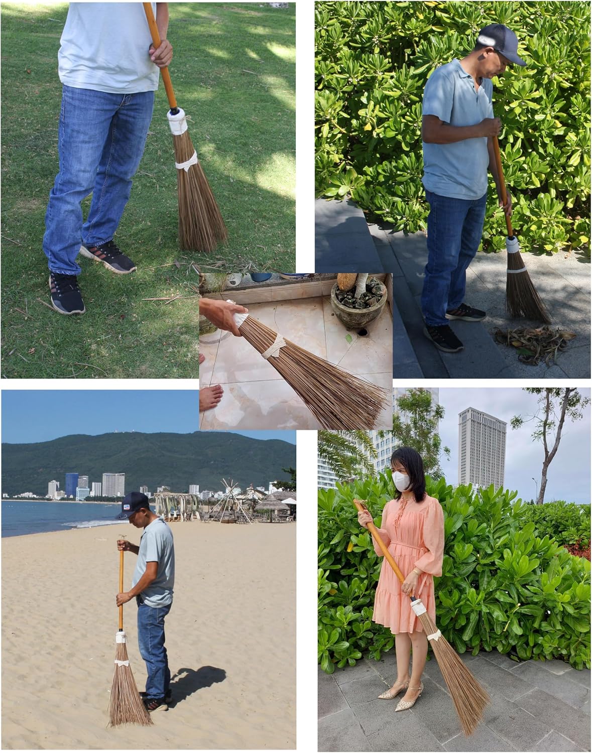 Coconut Broom - 55 Inches Length, Heavy Duty Broom for Sweeping Patio, Garden, House, Garage and Other Outdoor Spaces.