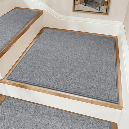 COSY HOMEER Stair Treads Non-Slip Carpet Stair Treads for Wooden Steps, Indoor Stair-Runner Rugs for Kids Elders & Pets 28"x9" (4Pc, Dark Gray)