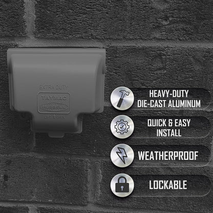 TayMac MX3200 RaynGuard Extra Duty Metal Weatherproof in-Use Cover, 1-Gang, Gray, 3.55 x 3.37 x 6.12 inches