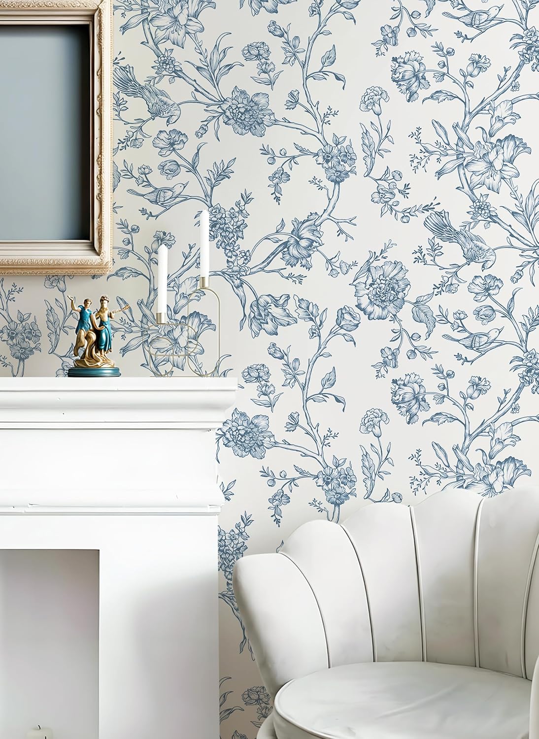 Safiyya Peel and Stick Wallpaper Vintage Floral Contact Paper 17.3" x 78.7" Wall Paper Renter Friendly Self Adhesive Removable Wallpaper for Bathroom Vinyl