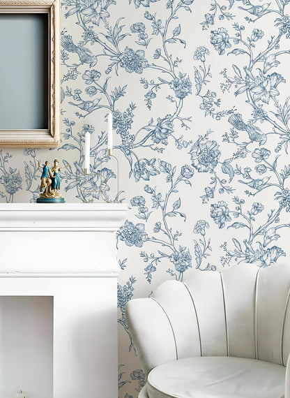 Safiyya Peel and Stick Wallpaper Vintage Floral Contact Paper 17.3" x 78.7" Wall Paper Renter Friendly Self Adhesive Removable Wallpaper for Bathroom Vinyl