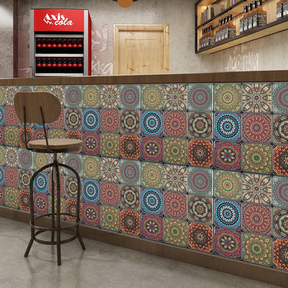 LONGKING Peel and Stick Backsplash Tile Stickers, Colorful Talavera Mexican Tile, Stick on Wall Tiles (10 Sheets)