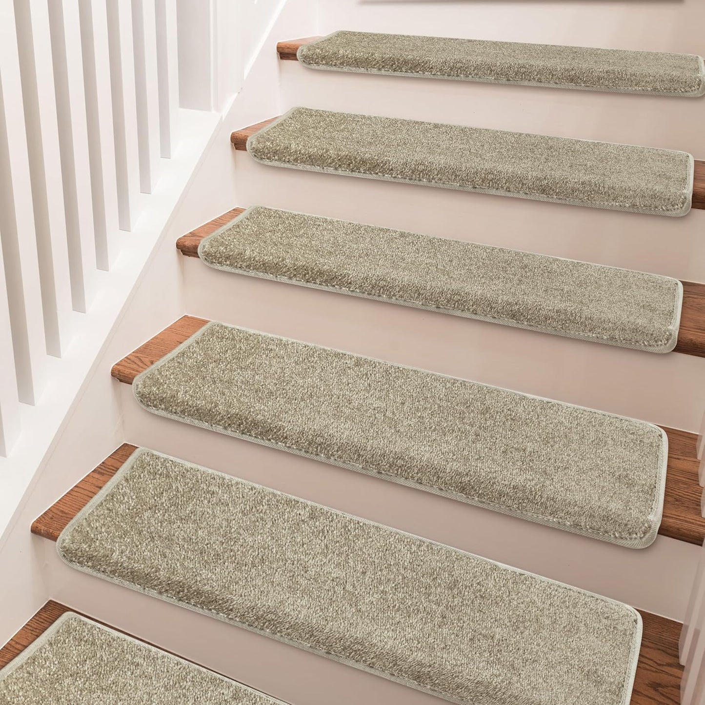 PURE ERA Carpet Stair Treads Tape Free Non Slip Indoor Stair Carpet Stair Protectors Pet-Friendly Non-Slip Skid Resistant Washable Reusable 8" x 30"(2 Pieces,Black)