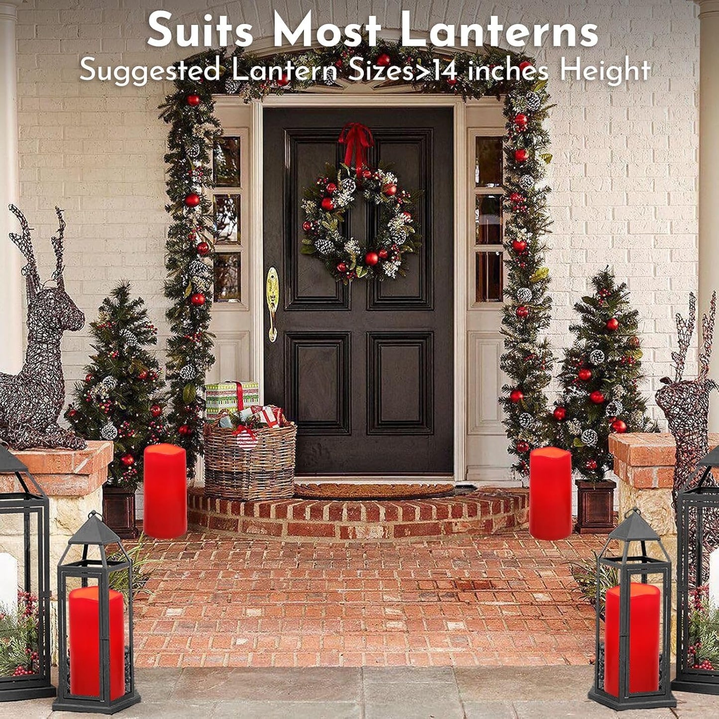 NURADA Large Waterproof Flameless Candles 6" 8" 10" x 4" - Outdoor Indoor LED Pillar Flickering Candle Battery Operated with Timer Remote for Patio Porch Lanterns - Ivory White Set of 3