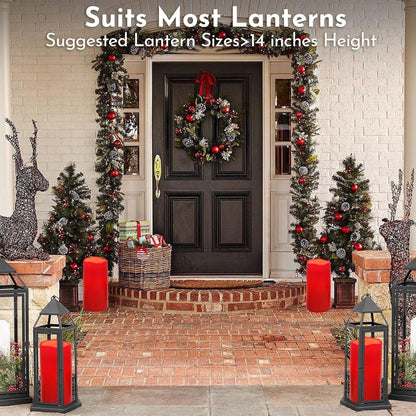 NURADA Large Waterproof Flameless Candles 6" 8" 10" x 4" - Outdoor Indoor LED Pillar Flickering Candle Battery Operated with Timer Remote for Patio Porch Lanterns - Ivory White Set of 3