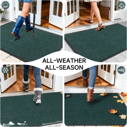 100pointONE Durable Front Door Mat, Heavy Duty Indoor Outdoor Doormat, 48” x 36” Low Profile Outdoor Mats for Home Entrance, Stain and Fade Resistant Shoe Scraper Mat, Ideal for High Traffic Area