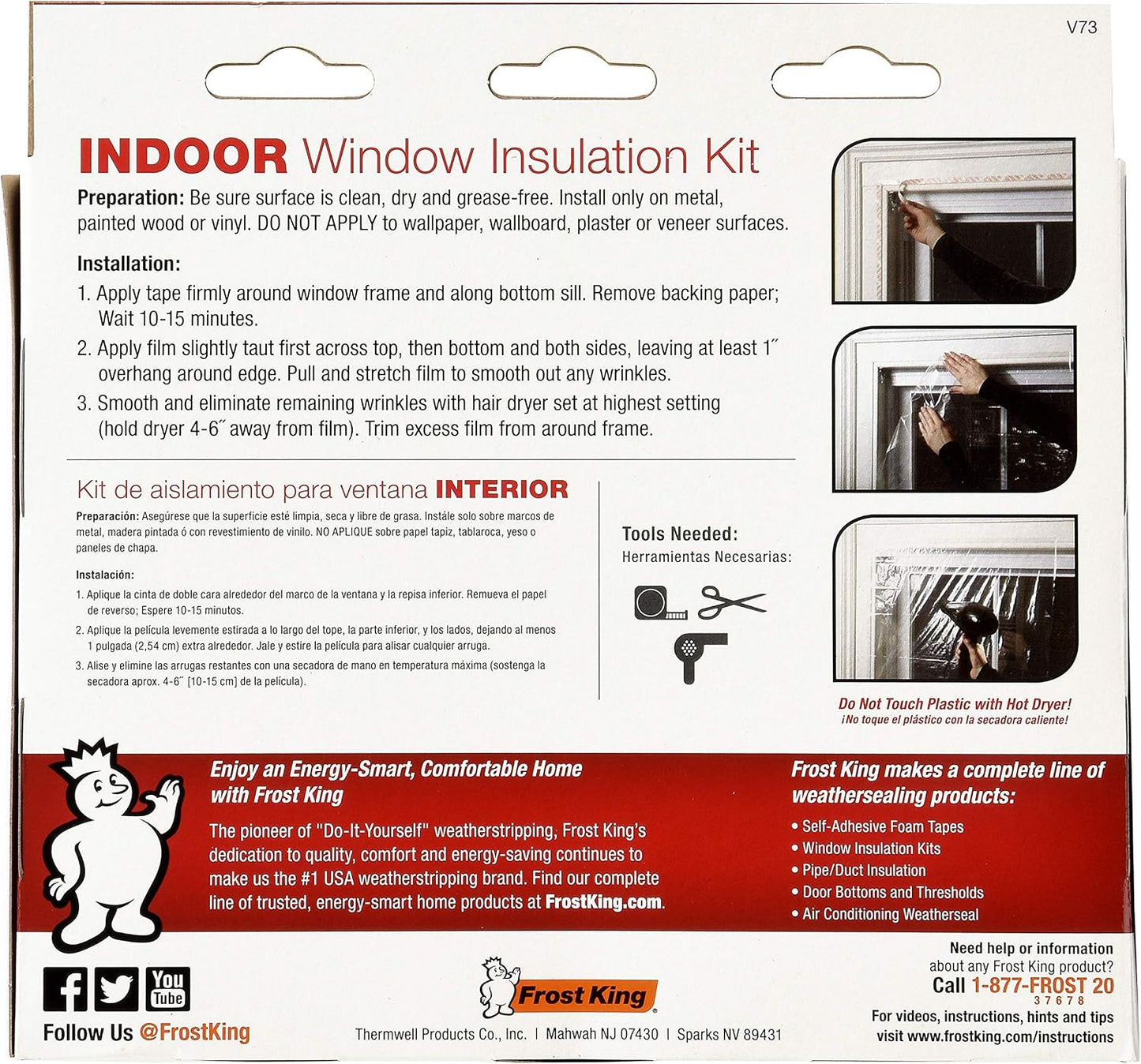 Frost King V83M Heavy Duty Indoor Shrink Window Kits, 42" X 62" X 1.5 MIL, 1-Pack