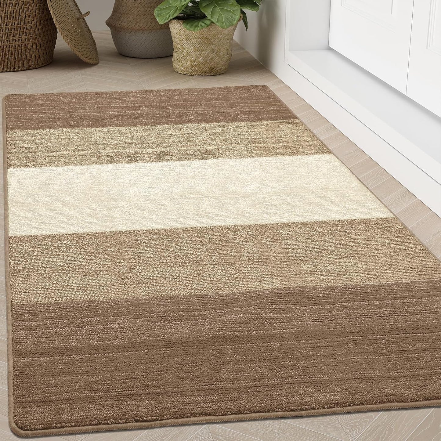 Kitinjoy Indoor Outdoor Door Mat, 32x20 Non-Slip Absorbent Dirt Trapper, Low-Profile Washable Inside Entrance Front Floor Mat, Sturdy Soft Entry Doormats for Entryway, Grey