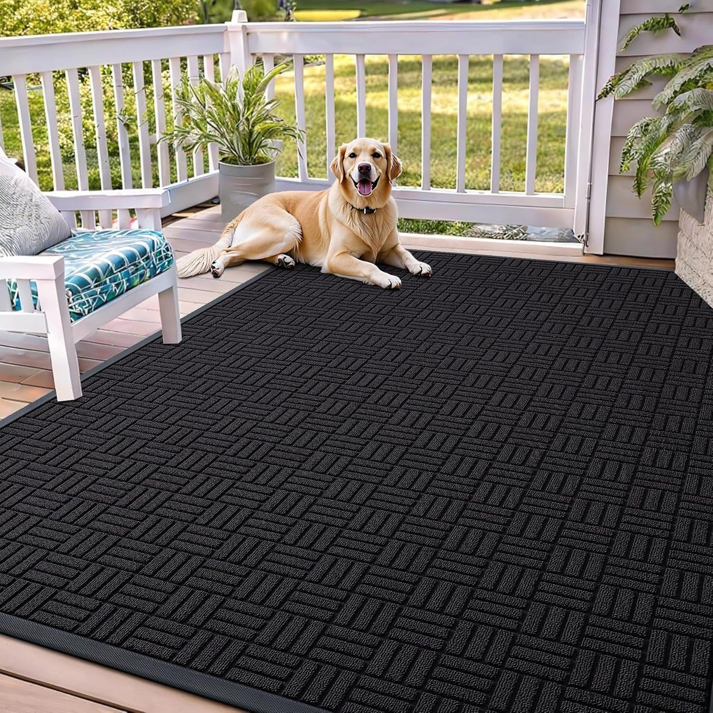 OLANLY Front Door Mat Outside Entrance 29.5x17, Absorbent, Heavy Duty Sturdy Natural Rubber Doormat Indoor Outdoor, Stain and Fade Resistant, Non-Slip Backing Low Profile Floor Mat for Entryway, Grey