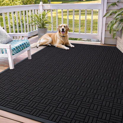 OLANLY Front Door Mat Outside Entrance 29.5x17, Absorbent, Heavy Duty Sturdy Natural Rubber Doormat Indoor Outdoor, Stain and Fade Resistant, Non-Slip Backing Low Profile Floor Mat for Entryway, Grey