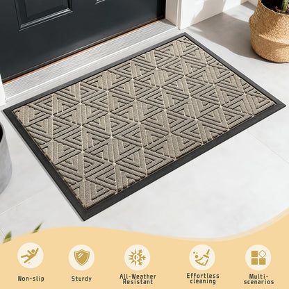 Yimobra Front Door Mat Outside Entrance 29.5x17, Waterproof Heavy Duty Outdoor Mats for Front Door, Non Slip Rubber Entry Mat for Garage Patio Indoor, Grey