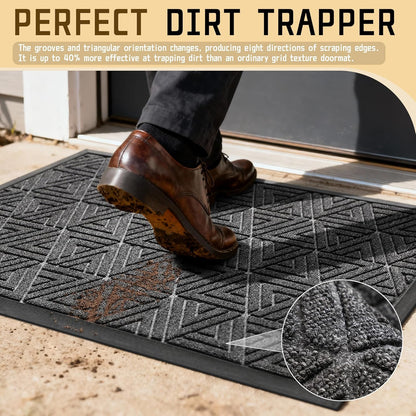 Yimobra Front Door Mat Outside Entrance 29.5x17, Waterproof Heavy Duty Outdoor Mats for Front Door, Non Slip Rubber Entry Mat for Garage Patio Indoor, Grey