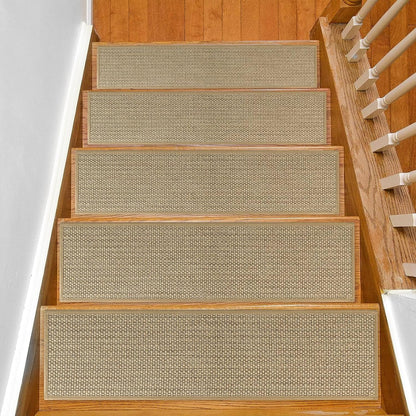 SMILOOL Stair Treads Non Slip for Wooden Steps Indoor 4 Pack 8" X 30" Carpet Stairs Runner for Wood Stairs, Stair Tread Rugs with Reusable Adhesive for Dogs Kids and Elders, Machine Washable, Brown