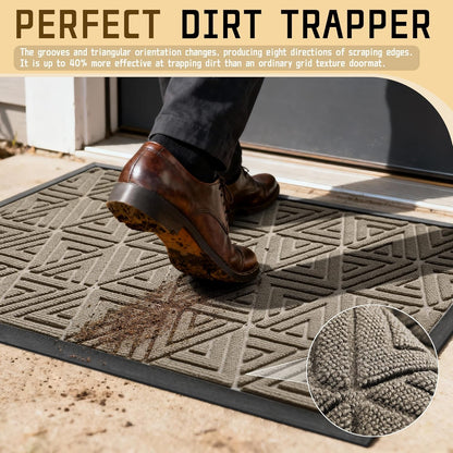 Yimobra Front Door Mat Outside Entrance 29.5x17, Waterproof Heavy Duty Outdoor Mats for Front Door, Non Slip Rubber Entry Mat for Garage Patio Indoor, Grey