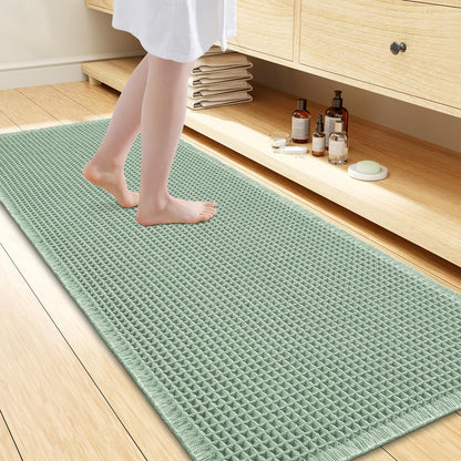 Smiry Waffle Bath Mat 30x20, Extra Soft Absorbent Bathroom Rugs, Non Slip Machine Washable Quick Dry Bath Rugs for Bathroom Floor, Tub, Shower, Home Decor Accessories, Brown