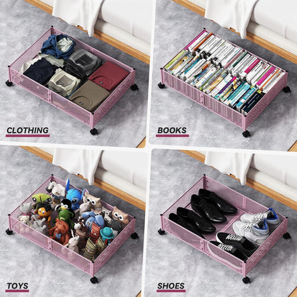 Under Bed Storage, Under the Bed Storage Containers with Wheels, Under Bed Shoe Storage Organizer Drawer for Bedroom Clothes Shoes Blankets -2Pack