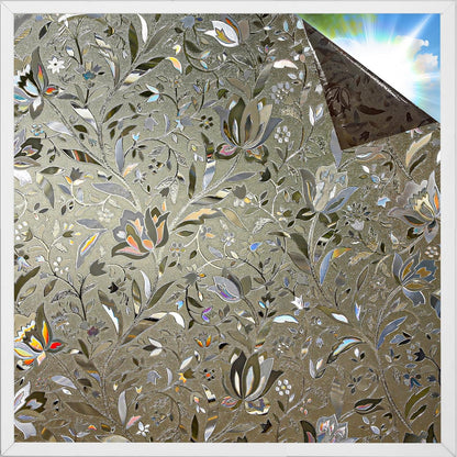 rabbitgoo Window Privacy Film, Decorative Stained Glass Window Film, Sun Blocking Glass Clings, Renter-Friendly Static Cling Frosted Sticker Covering for Home Door, Rainbow Tulip 17.5" X 78.7"