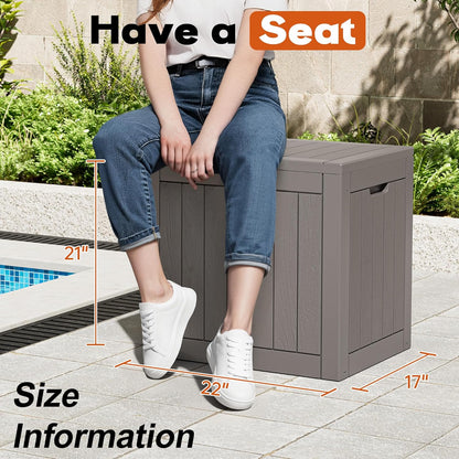 Outdoor Storage Box, Resin Deck Boxes Indoor and outdoor, Waterproof Storage Box Lockable Lid (Black, 85 Gallon)