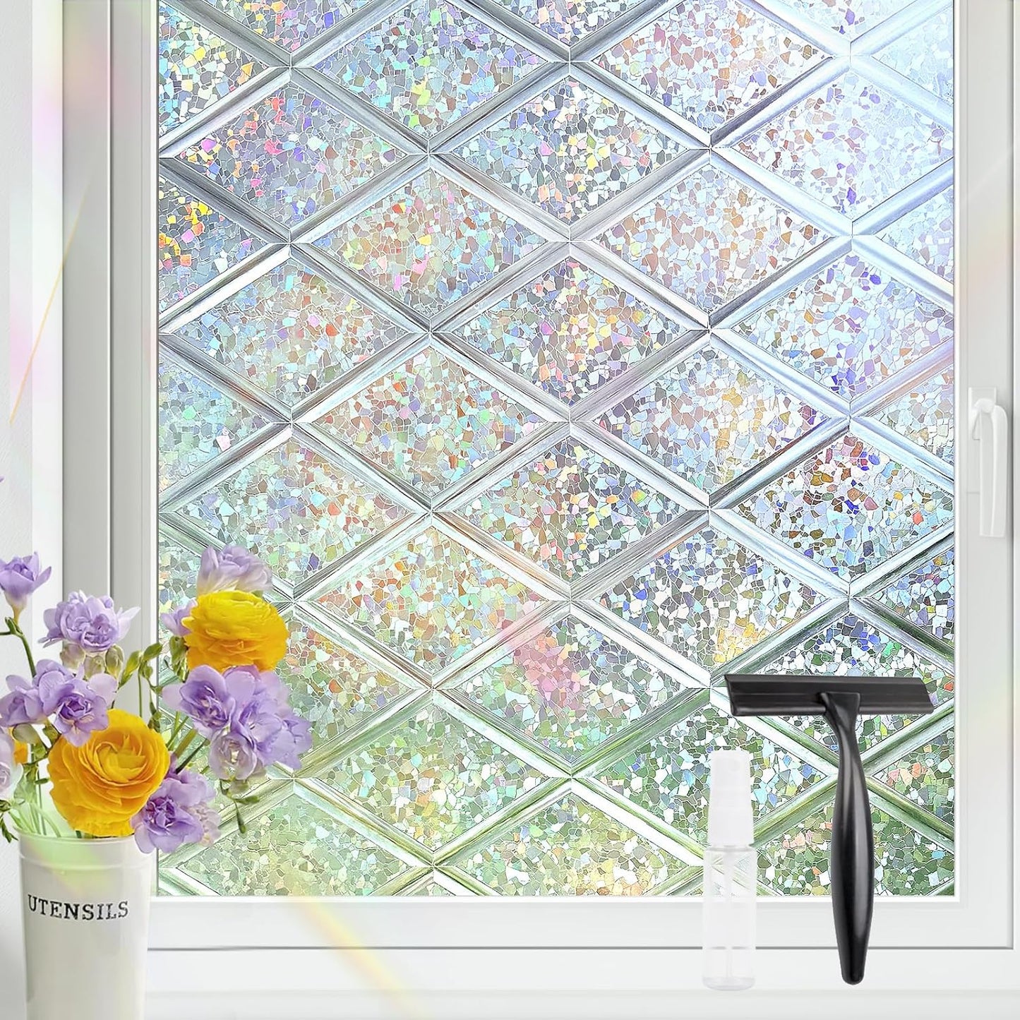 KESPEN Window Privacy Film Frosted Glass Heat Control UV Blocking Privacy Window Film for Glass Windows Static Cling Non-Adhesive Door Coverings Decals for Bathroom Home Office,17.5 Inch X 6.5 Feet
