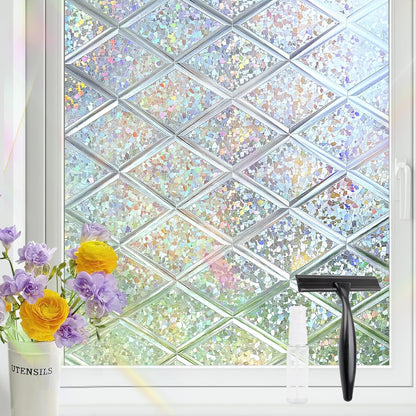 KESPEN Window Privacy Film Frosted Glass Heat Control UV Blocking Privacy Window Film for Glass Windows Static Cling Non-Adhesive Door Coverings Decals for Bathroom Home Office,17.5 Inch X 6.5 Feet