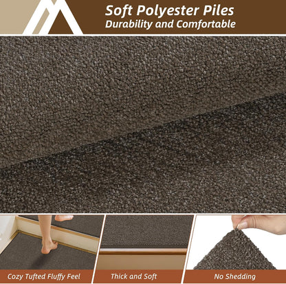 COSY HOMEER Stair Treads Non-Slip Carpet Stair Treads for Wooden Steps, Indoor Stair-Runner Rugs for Kids Elders & Pets 28"x9" (4Pc, Dark Gray)