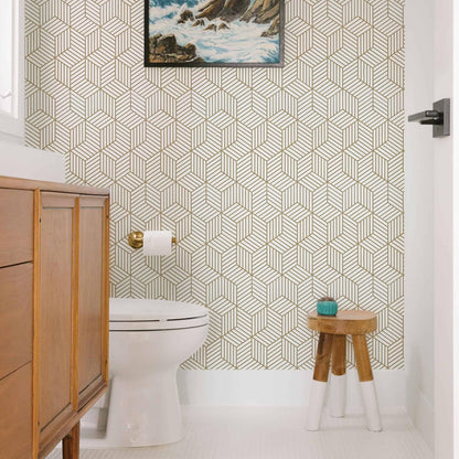 MelunMer Geometric Peel and Stick Wallpaper Gold 118In L 17.7In W Self Adhesive Removable Wallpaper for Bedroom/Bathroom Waterproof Modern Contact Paper for Cabinets Gold Contact Paper Shelf Liner