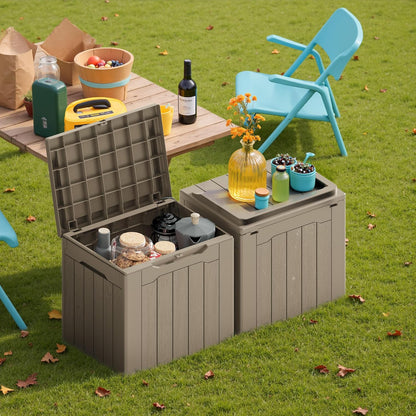 Devoko 30 Gallon Resin Deck Box Waterproof Outdoor Storage Box for Patio Furniture Pool Accessories Indoor Storage for Cushion Garden Tools (30 Gallon, Black)