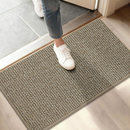 BEQHAUSE Dirt Trapper Door Mat 20" x 32", Non-Slip Washable Doormats Entrance Mat, Dirt Resistant and Absorbent Welcome Mat, Low Profile Floor Mats for Front Back Door and Entryway, Beige