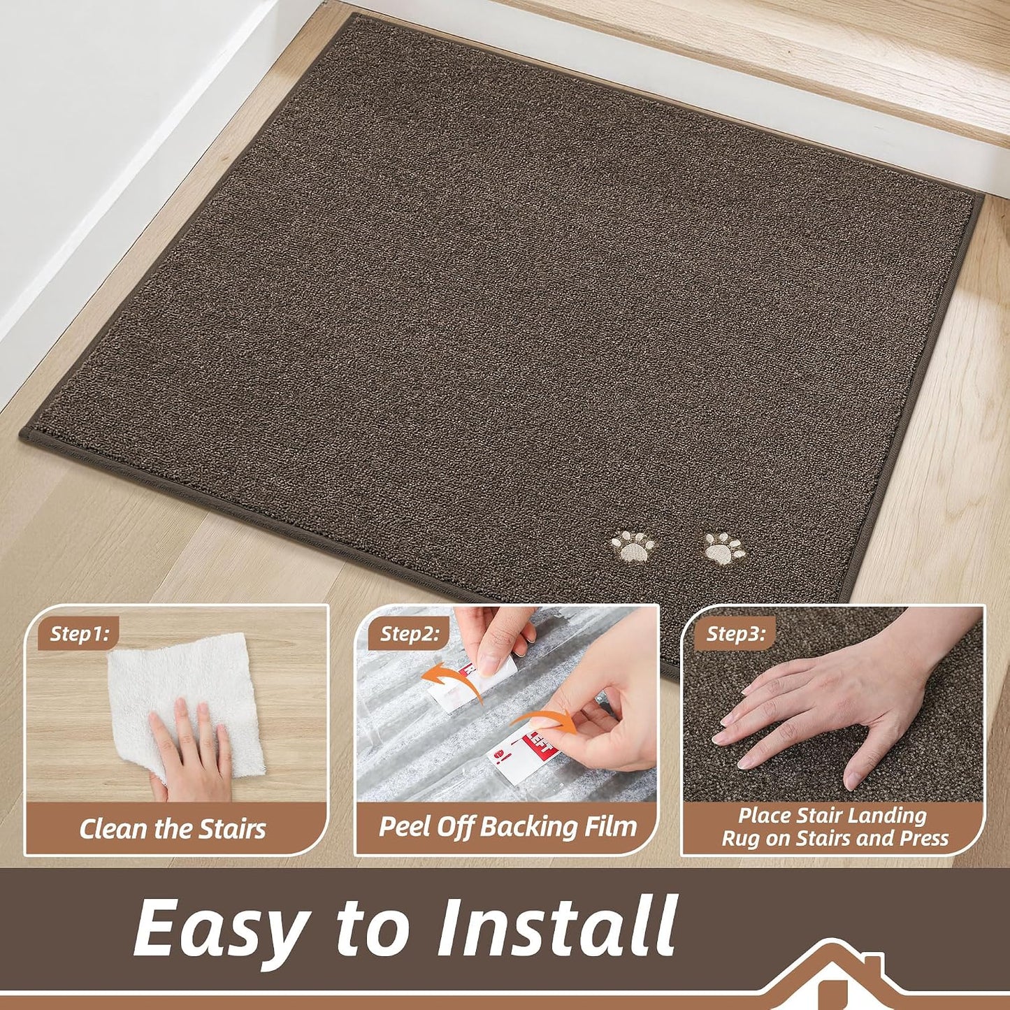 BEQHAUSE Stair Treads for Wooden Steps 28inX9in, Non Slip Carpet Stair Treads Indoor Stair Runners Machine Washable, Soft Stair Rugs Mat Surface Polyester TPE Backing, 4pcs, Charcoal