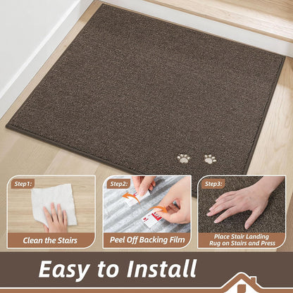 BEQHAUSE Stair Treads for Wooden Steps 28inX9in, Non Slip Carpet Stair Treads Indoor Stair Runners Machine Washable, Soft Stair Rugs Mat Surface Polyester TPE Backing, 4pcs, Charcoal