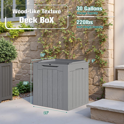 Devoko 30 Gallon Resin Deck Box Waterproof Outdoor Storage Box for Patio Furniture Pool Accessories Indoor Storage for Cushion Garden Tools (30 Gallon, Black)