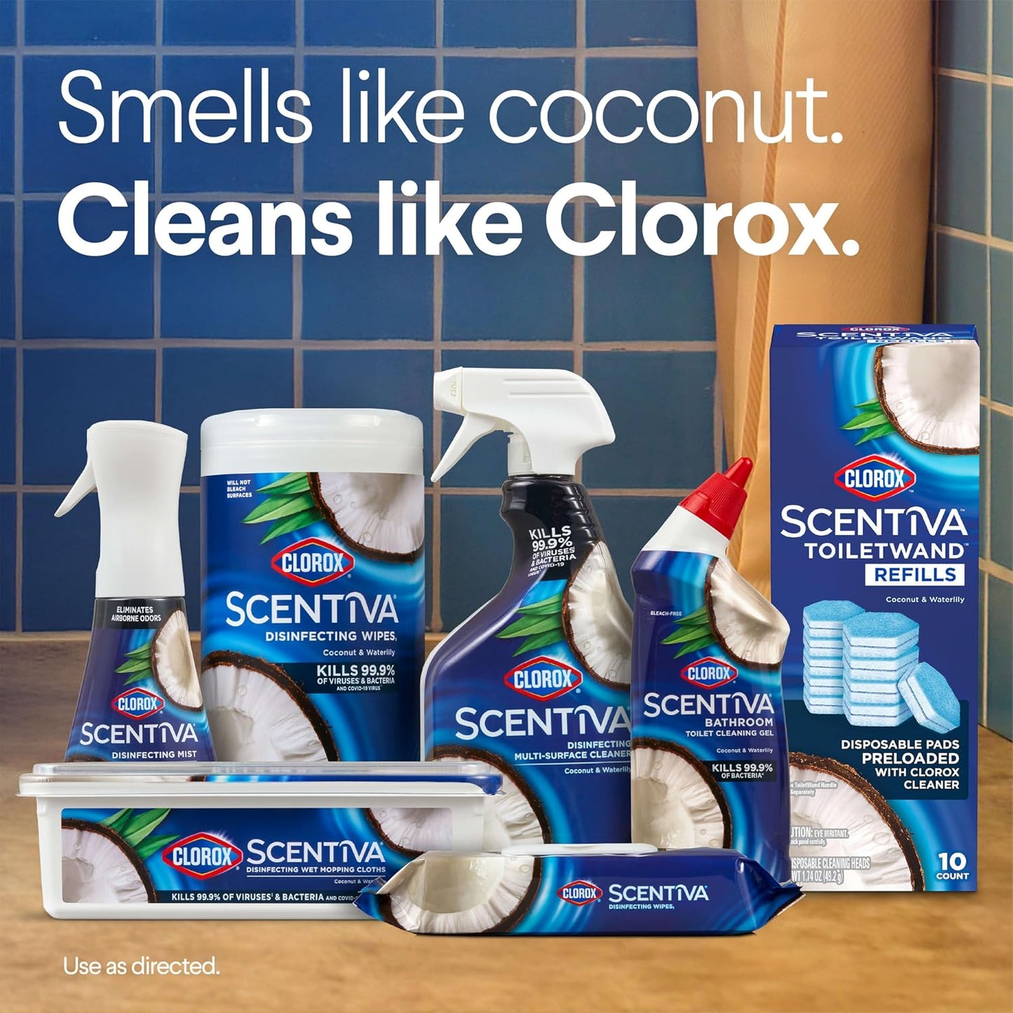 Clorox Scentiva ToiletWand Refills, Coconut and Waterlily, 10 Count