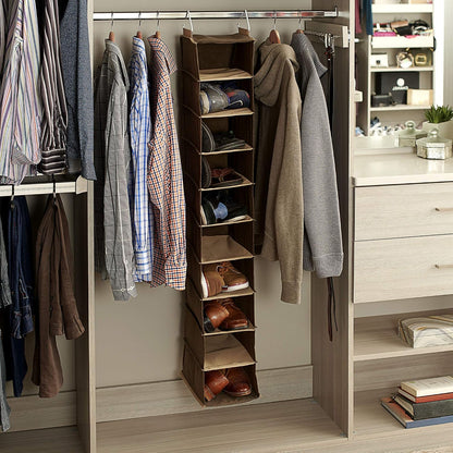 Household Essentials 311322 Hanging Shoe Storage Organizer for Closets |10 Pocket Shelves | Natural Canvas