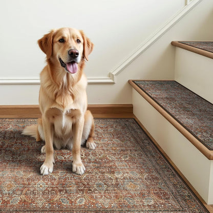 sarben Non Slip Stair Treads for Wooden Steps 15PCS - 8"x30" Indoor Safety Carpet, Edging Mats with TPE Adhesive Backing, Pet and Elderly Friendly Stair Rugs (Taupe) - Colors B