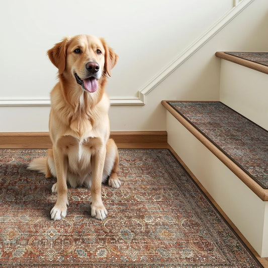 sarben Non Slip Stair Treads for Wooden Steps 15PCS - 8"x30" Indoor Safety Carpet, Edging Mats with TPE Adhesive Backing, Pet and Elderly Friendly Stair Rugs (Taupe) - Colors B