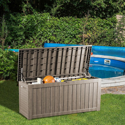 Outdoor Storage Box, 320 Gallon Waterproof Deck Box [Upgraded 3.0], Dual Gas-Spring Ultimate Resin Organizer for King Cushions, Heavy-Duty Lockable Estate Storage Bench, Backyard BBQ, Black