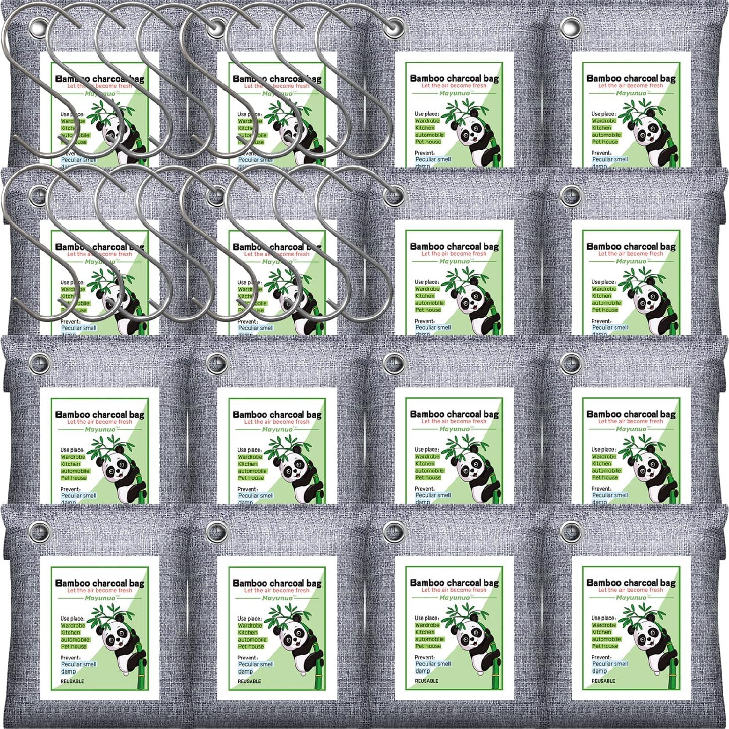 Activated Charcoal Odor Absorber, Natural Shoe Deodorizer Insert, Sneaker Odor Eliminator and Moisture Absorbers. 6 Pack Bamboo Charcoal Air Purifying Bags Shoe Smell Remover