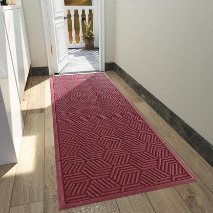 Yimobra Front Door Mat, All-Season Waterproof Outdoor Mat for Entrance with Drainage Holes, Heavy Duty Non-Slip Doormat for Garage Patio Entryway Indoor, 29.5x17, Red