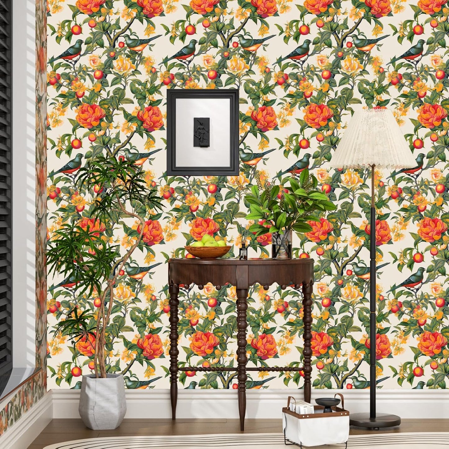 Danodoi Yellow Floral Wallpaper Peel and Stick Vinyl Wallpaper Stick and Peel Colorful Contact Paper for Cabinets Waterproof Self Adhesive Wall Paper for Kitchen Countertop Wall 17.5" x 118"