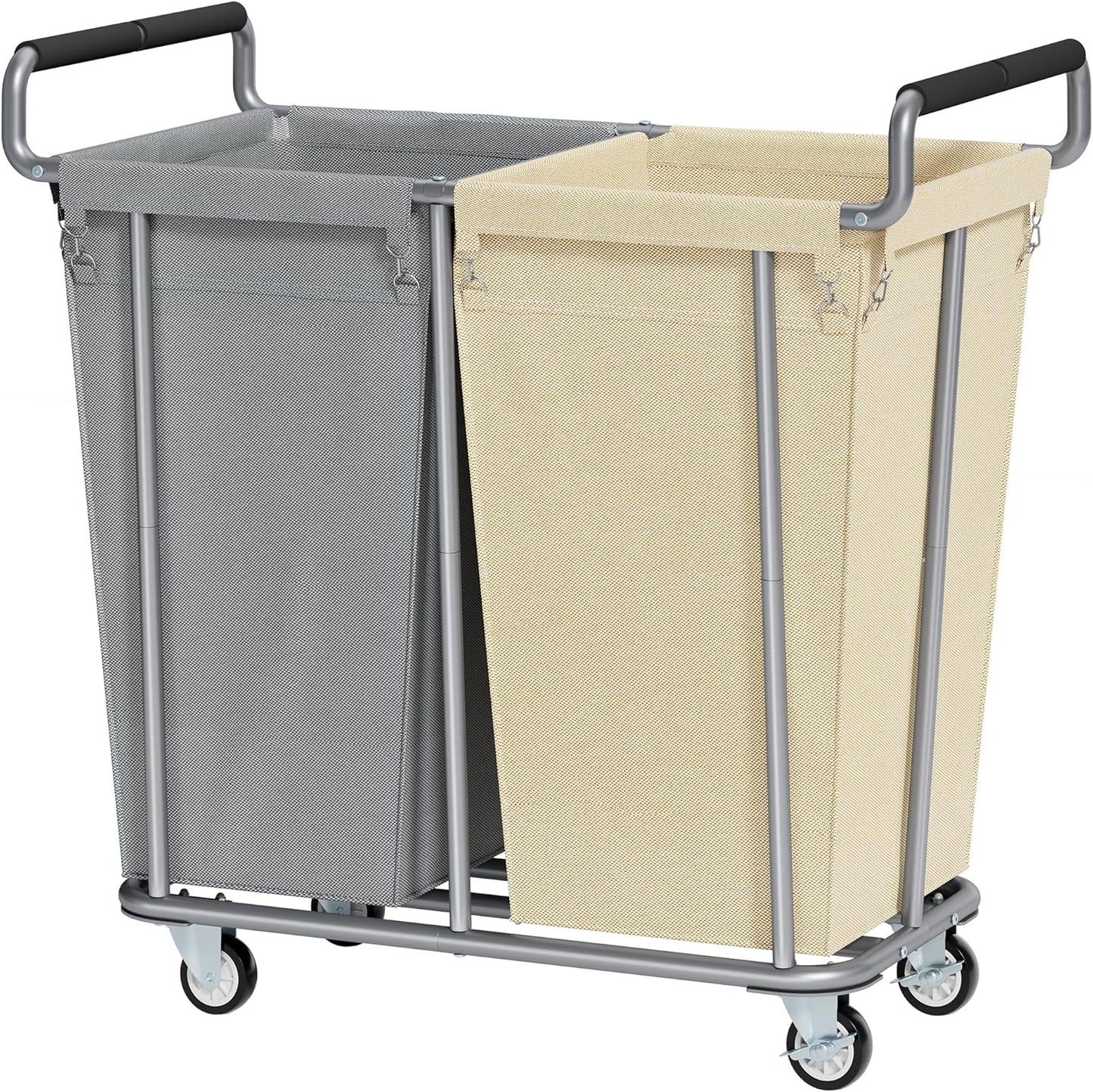 Gewudraw Large laundry hamper with Wheels, 3 Bag Big Rolling Laundry Hamper Sorter Cart, Extra Large Laundry Clothes Hamper, Heavy Duty Laundry Basket Organizer for Laundry Room,Bathroom,Black
